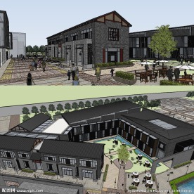 中式商业街经典建筑草图大师模型