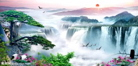 迎客松 山水风景画