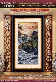 水墨聚宝盆风水画