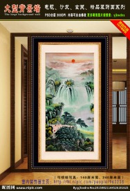 水墨聚宝盆风水画