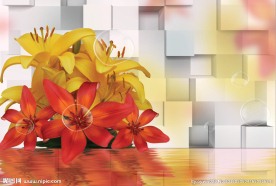 多彩百合花朵 3D立体图 分层