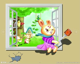 小兔子送月饼三维画