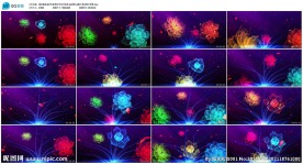 彩色富贵牡丹花开绽放led视频