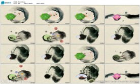 鱼荷花水墨天堂中国风LED背景