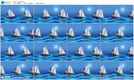 儿童卡通帆船大海LED背景视频