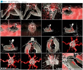 万圣节血腥骷髅爆破血四溅背景视
