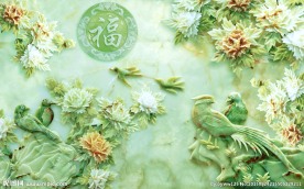 牡丹富贵 福 3D壁画 源分层
