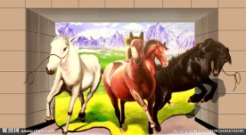 骏马奔腾3D立体画