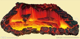 火山爆发岩浆3D画