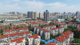 上海新村直线航拍