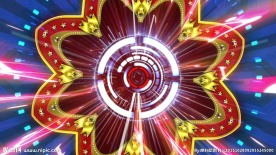 超赞舞台花朵放射红飘带动感