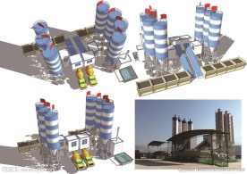混凝土拌合拌和站搅拌站SU模型
