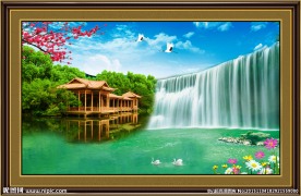 山水画 瀑布