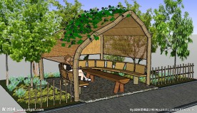 采摘园休息亭景观草图大师SU