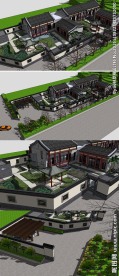 徽派建筑庭院草图大师SU模型