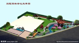 别墅庭院绿化景观效果图