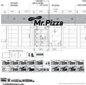 现代风格比萨店室内装修施工图
