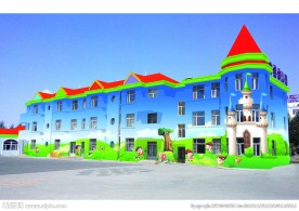 幼儿园整体外墙创意彩绘喷画图片