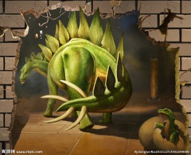 恐龙与蛋3D立体画