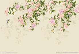 电视背景墙花鸟图