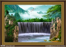 流水生财迎客松