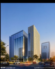 写字楼黄昏效果