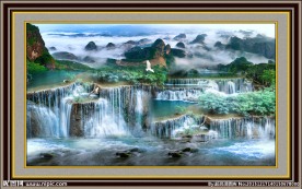 巨幅山水画 流水生财