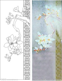 玉兰花 屏风 艺术玻璃