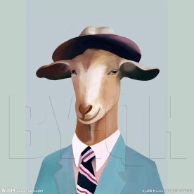 分层可换背景手绘动物头像山羊