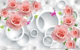 3D软包玫瑰背景墙