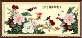 花开富贵九鱼图
