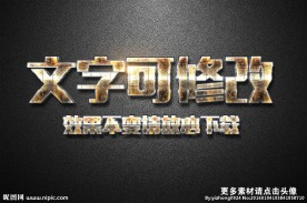 皱皮纹理效果金属质感3D立体字