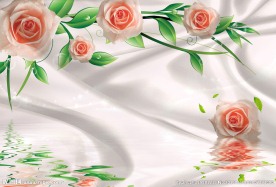 3D倒影玫瑰壁画