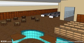 书店书柜书架草图大师SU模型