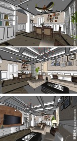 美式风格四居室室内SU模型