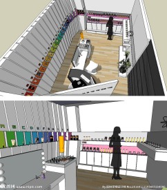 化妆品店铺商店货架柜台模型