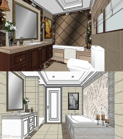 欧式风格样板间主卫草图大师SU