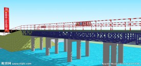 中铁铁建施工工地临时钢栈桥模型