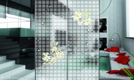 百合  高透  艺术玻璃 隔断