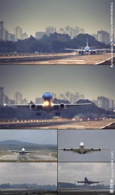 三组飞机起飞实拍视频素材