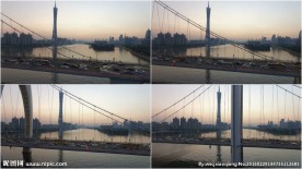 航拍猎德大桥广州塔