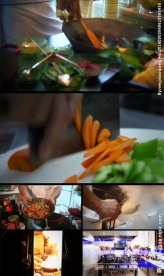 繁忙厨房切菜炒菜捞面视频