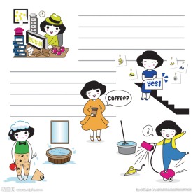 日常生活场景人物漫画