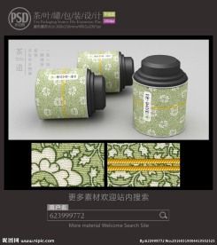 素雅茶铁罐包装设计平面图图片