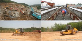 施工现场铲车压路机挖掘机推土机