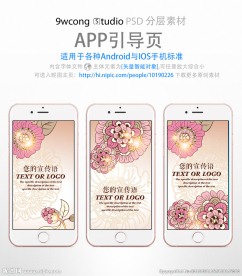 炫彩花朵app引导页psd