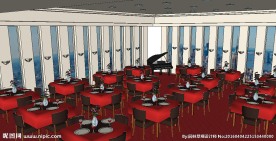 西餐厅草图大师SU模型