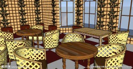 精致咖啡厅室内草图大师SU模型