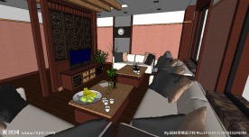 中式茶楼包房草图大师SU模型