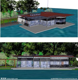 茶室外建筑设计草图大师SU模型